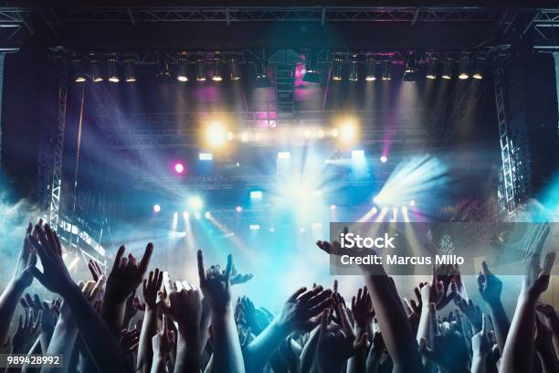 Crowd At A Music Festival Stock Photo - Download Image Now - Music Festival, Event, Stage - Performance Space