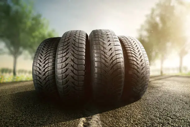 Summer tires on a road
