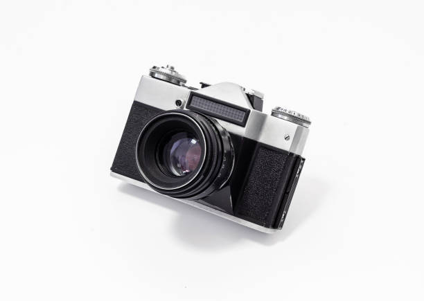 istock Vintage film camera, close-up on a white background 989431512