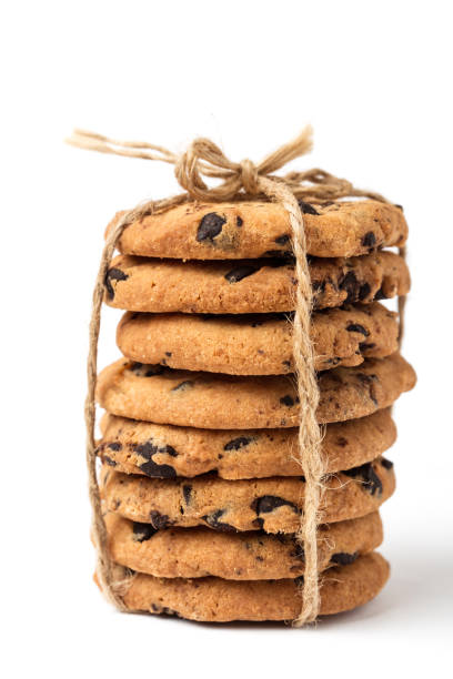 istock Chocolate chip cookies isolated on white background 989442138