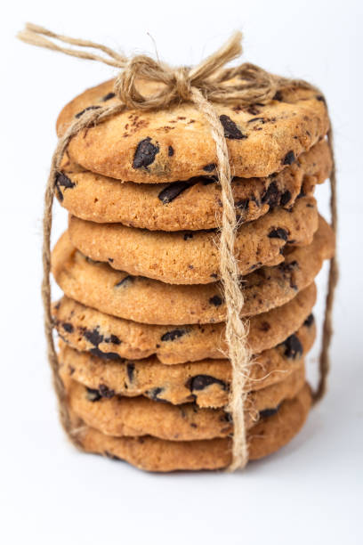 istock Chocolate chip cookies isolated on white background 989442950
