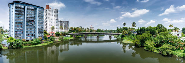 Panoramic river view and cityscapes of Kerala, India. Panoramic river view and cityscapes of Kerala, India. kochi india stock pictures, royalty-free photos & images