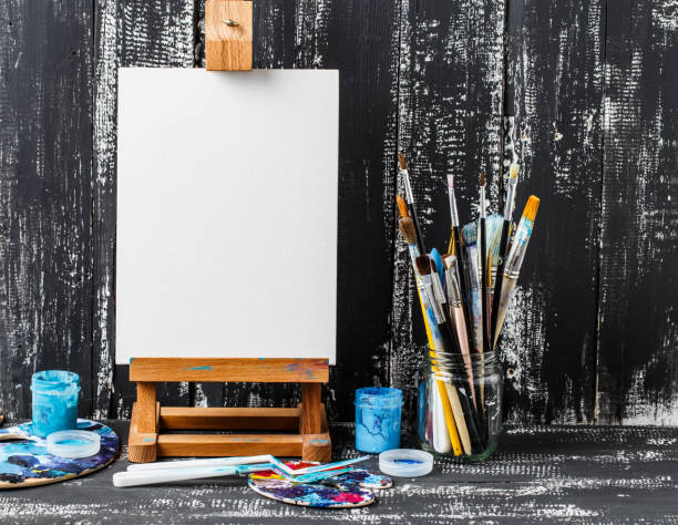 istock Artistic equipment. Brushes and paints for drawing. Items for children's creativity. 989456880