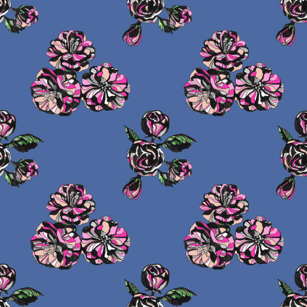 Roses Patterns Ink 200+ Seamless Pattern With Roses Pen And Ink Stock Illustrations ...