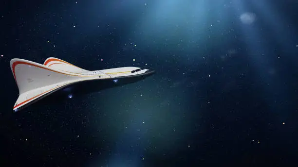 artist's impression of a futuristic space ship, conceptual starship
