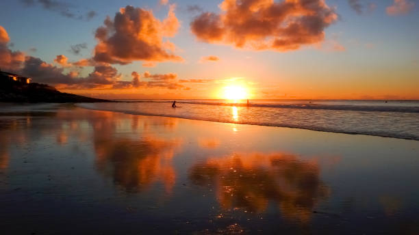 istock Beautiful sandy beach at sunset in Cape Town 989496128