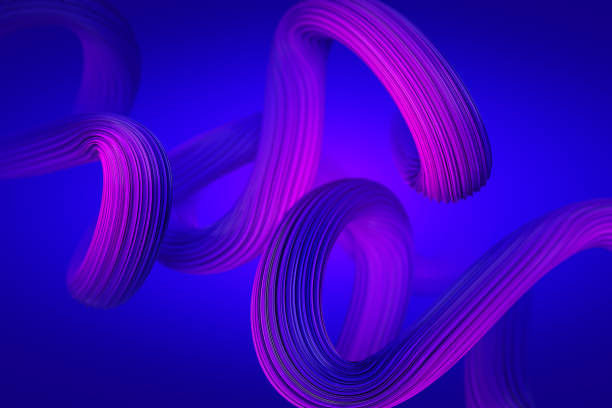 istock Geometric purple wires 3D rendering Illustration. Abstract stroke background for cover and branding designs banners and cover journal. 989526732