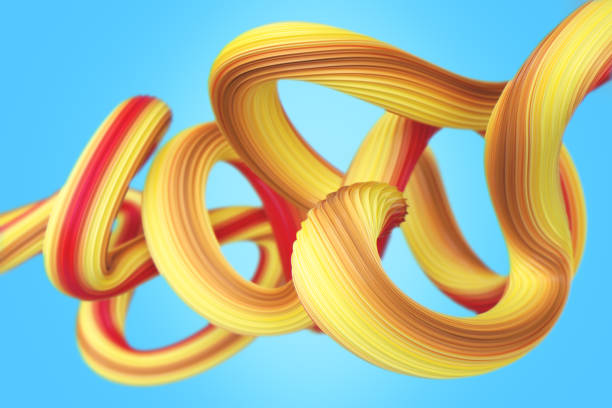 istock Geometric yellow wires 3D rendering Illustration. Abstract stroke background for cover and branding designs. 989526742