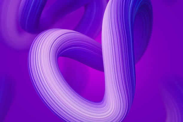 istock Shine purple nodes 3D rendering Illustration. Abstract network stroke background for cover and banners. 989526794