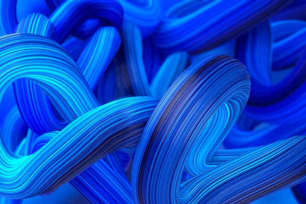 Shine blue nodes 3D rendering Illustration. Abstract network stroke background for cover and banners.