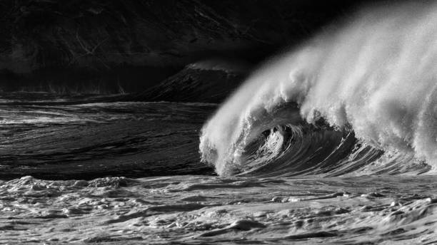 istock Surfer on Black Ocean Wave Getting Barreled at Beach Itacoatiara 989549582