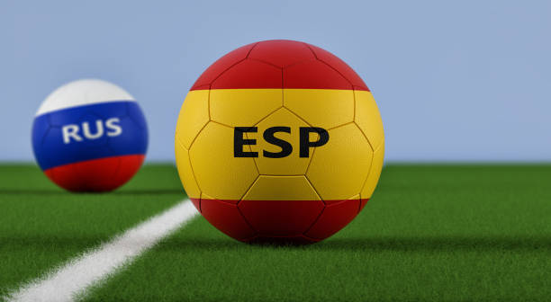 istock Russia vs. Spain Soccer Match - 3D Rendering 989625730