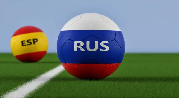 Russia vs. Spain Soccer Match - 3D Rendering