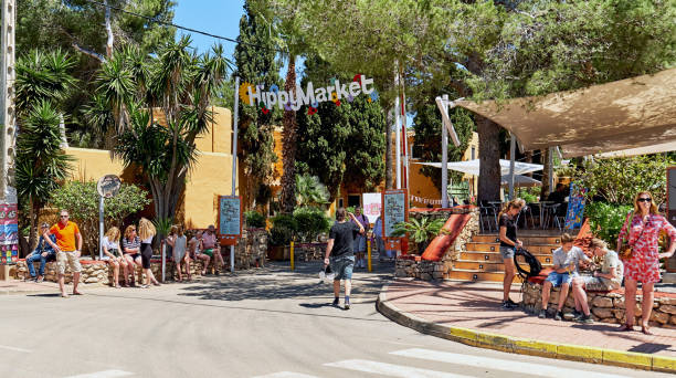 Entrance to the Hippy market. Ibiza Island. Spain stock photo