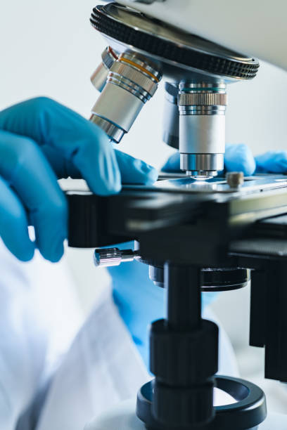 istock Microscope close-up shot in the laboratory 989671078