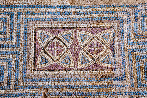Floor tiles in Kourion, Cyprus have recently been restored