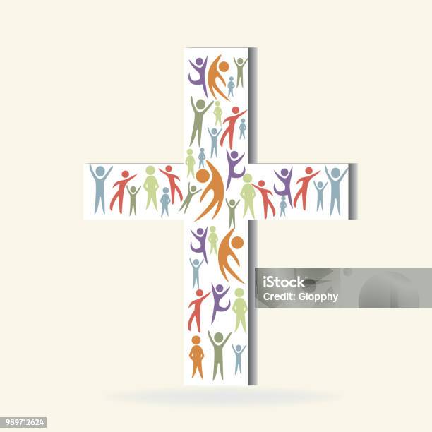 People On Cross Shape Artwork Graphic Icon Vector Image Stock Illustration - Download Image Now