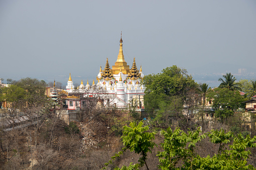 A golden pagoda on Sagaing Hill, an important religious centre in the Mandalay area.