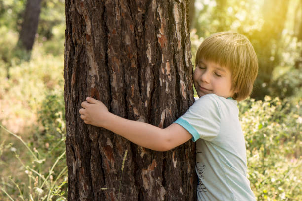 Friendship Of Child And Trees