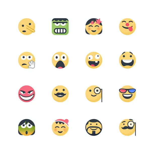 Vector illustration of Cute emoticons set