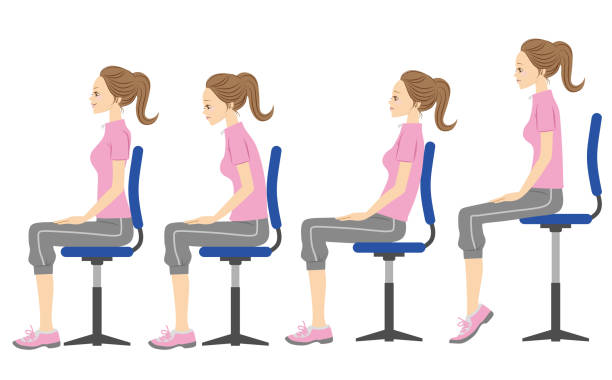 поза при сидении. - sitting upright stock illustrations