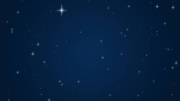 istock Beautiful gleam shining stars in dark blue sky background 989794646