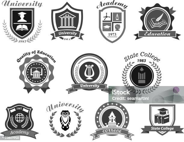 Vector Icons Set For College Or State University Stock Illustration - Download Image Now - Insignia, University, High School