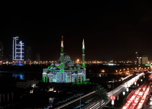istock Sharjah light festival beautiful mosque 989851702