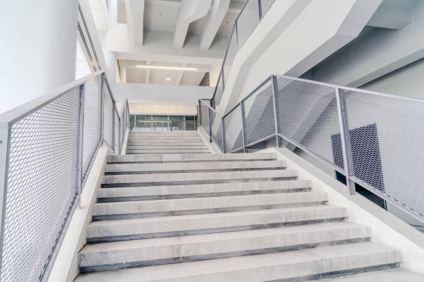 istock Modern city architecture, stairs, white background 989857074