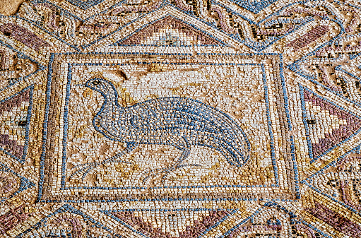 KOURION, CYPRUS, MAY 17, 2016 - Floor tiles have recently been restored