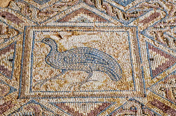 KOURION, CYPRUS, MAY 17, 2016 - Floor tiles have recently been restored