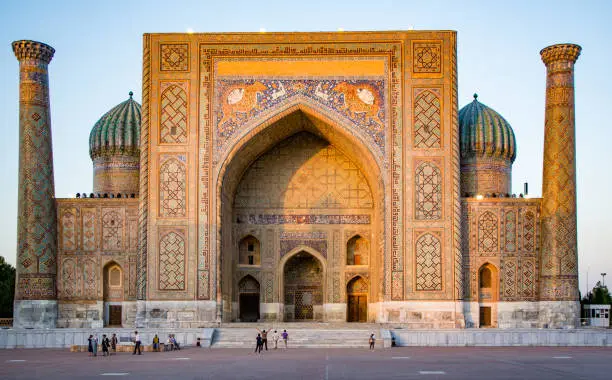 Samarkand, Uzbekistan - May 19, 2017: Madrassa