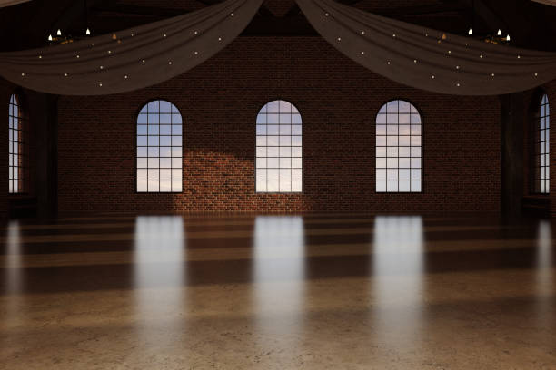 Elegant modern ballroom / Wedding venue, 3d render.