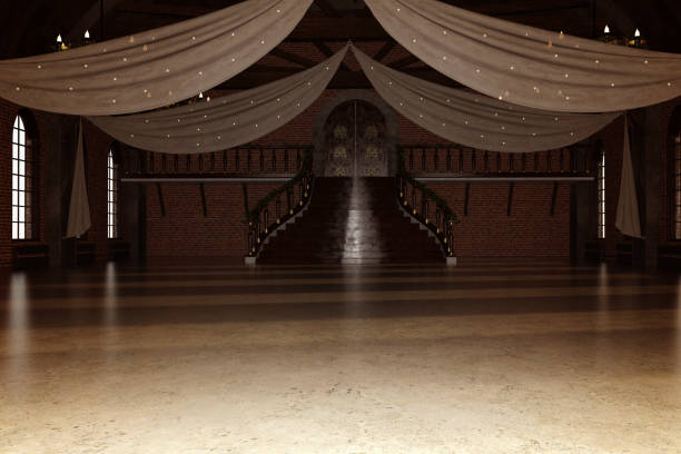 istock Elegant modern ballroom / Wedding venue, 3d render. 989971950