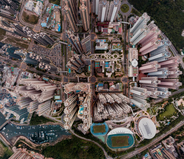 istock Hong Kong and Kowloon city view from sky 989996346