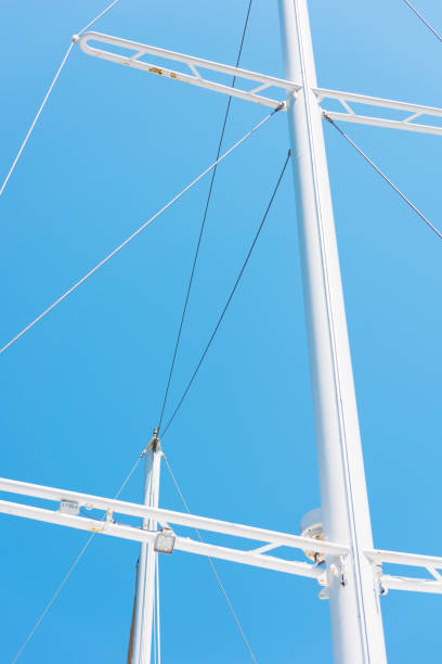 istock Two white urine without sails against the blue cloudless sky 990019272