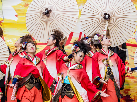 SAPPORO, HOKKAIDO, JAPAN - JUNE 10, 2018 Yosakoi Soran Dance Festival located in Sapporo.sited in Odori park, Chuo-ku, the Hokkaido.