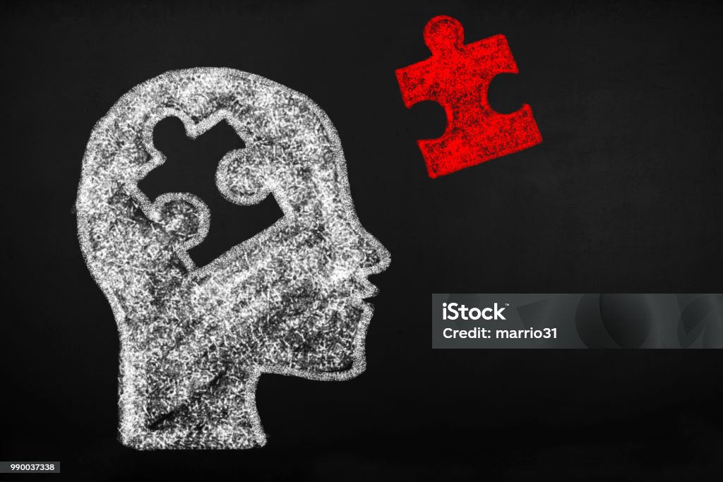 Cabeça humana do quebra-cabeça - Foto de stock de Saúde Mental royalty-free