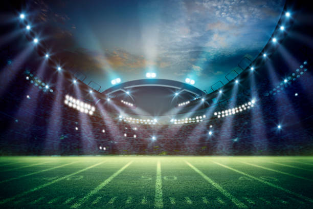 American Soccer Stadium 3d rendering. Mixed photos stock photo