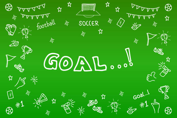 sportowe boisko do piłki nożnej doodle na zielonym tle - indonesia football stock illustrations
