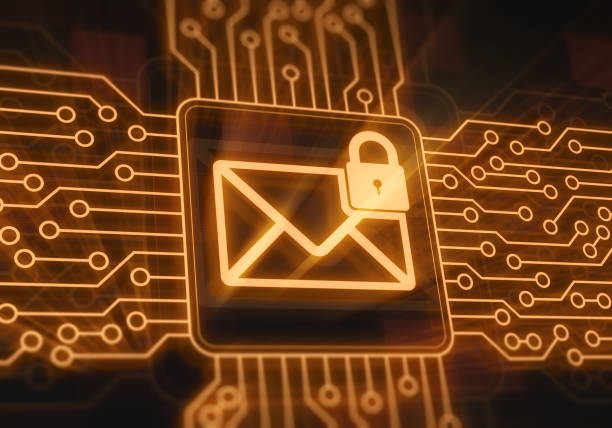 セキ��ュリティで保護された電子メールの概念 - network security security e mail computer ストックフォトと画像