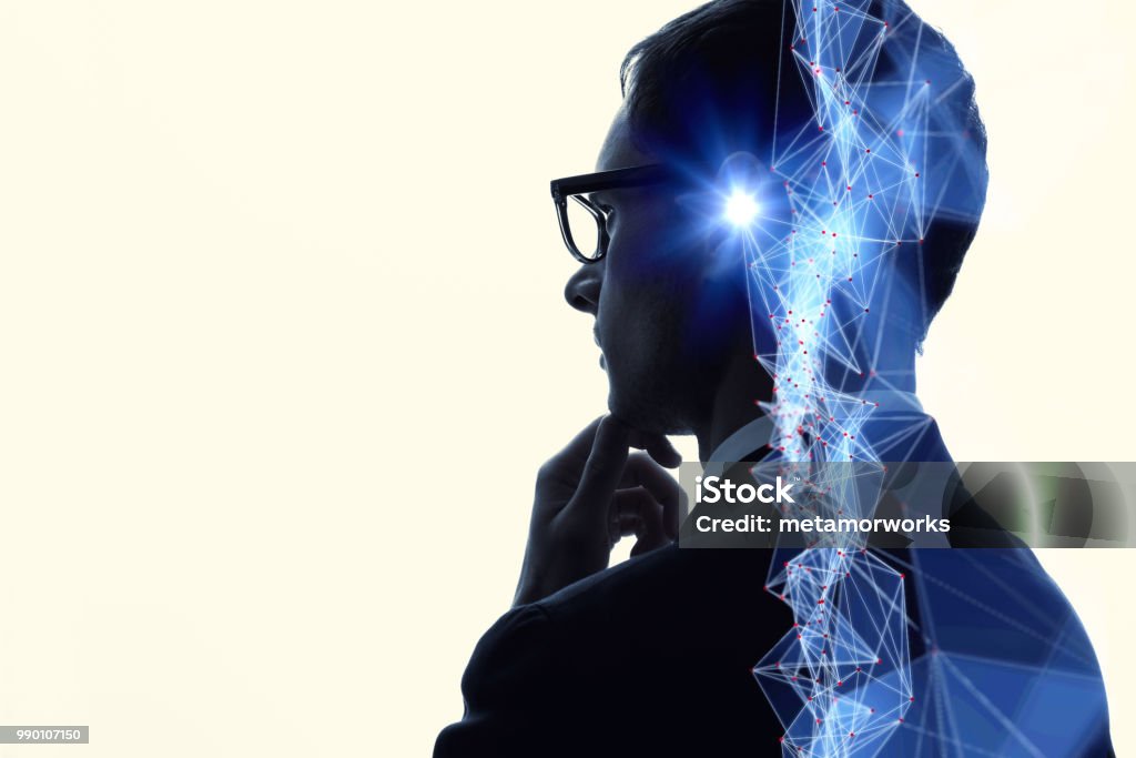 Communication network concept. AI(Artificial Intelligence). Contemplation Stock Photo