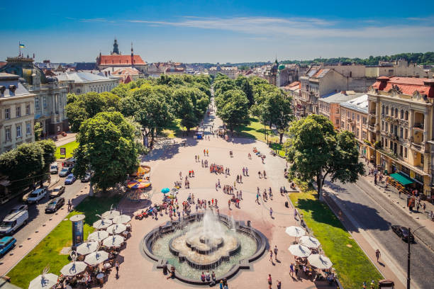 istock Lviv city view from Opera house 990110776
