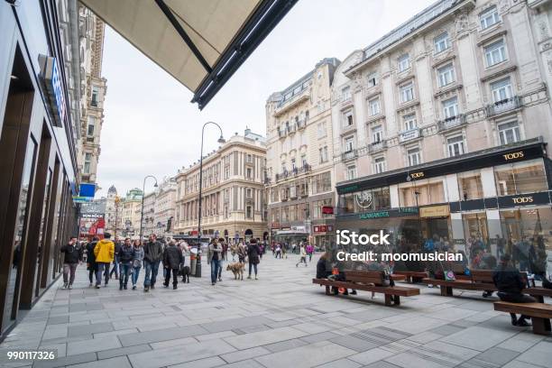 People Walking Along Graben Or Grabenstrasse The Main Shopping Street In The Center Of Vienna Stock Photo - Download Image Now