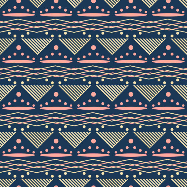 istock Wide horizontal stripes of lined triangles, zigzag and round shapes 990121496
