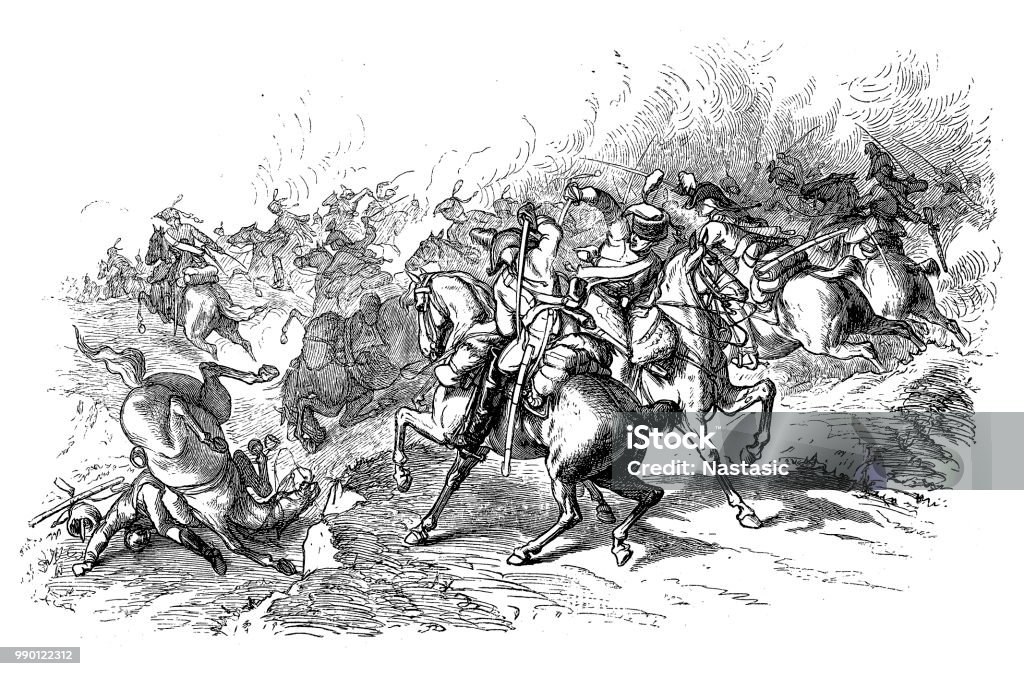 Battle of Jena Illustration of a Battle of Jena Renaissance stock illustration