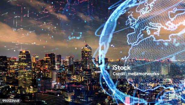 Smart City And Global Network Concept Iot Stock Photo - Download Image Now