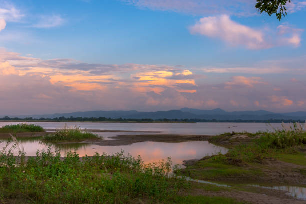 Brahmaputra River in Sualkuchi Assam Sualkuchi, also known as the Manchester of Assam due to its handloom industry is a town situated on the north bank of the river Brahmaputra in Assam ( অসম ), India. brahmaputra river stock pictures, royalty-free photos & images