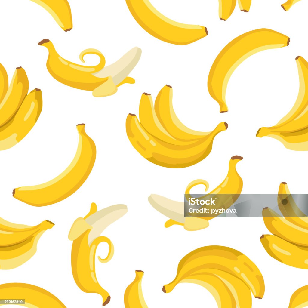 Vector summer exotic pattern with yellow bananas. Seamless texture design. Banana stock vector