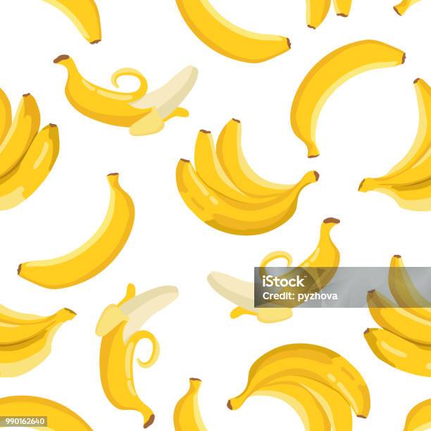 Vector Summer Exotic Pattern With Yellow Bananas Seamless Texture Design Stock Illustration - Download Image Now